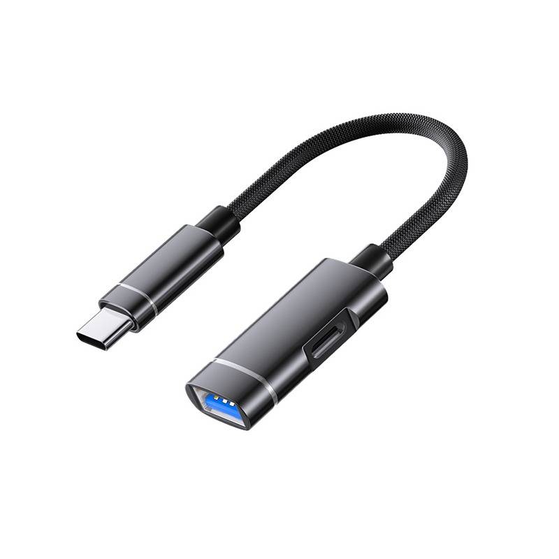 Type-C zu USB Adapter Ladekabel – Datenübertragung & Schnellladung Black
