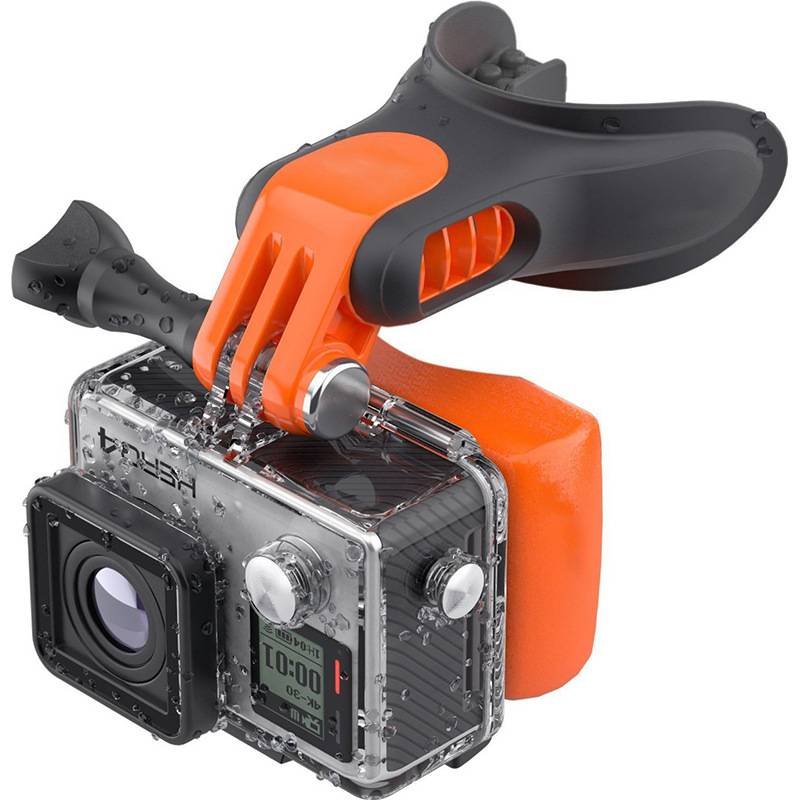 Surf Mouth Mount für GoPro mit schwimmendem Block und Trageband – Schwarz/Orange