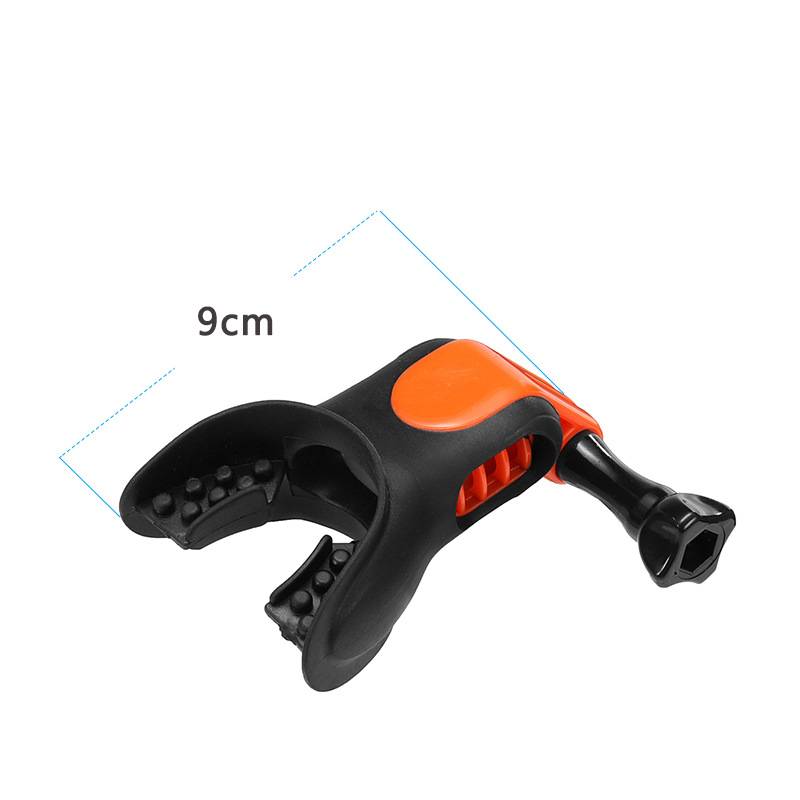Surf Mouth Mount für GoPro mit schwimmendem Block und Trageband – Schwarz/Orange