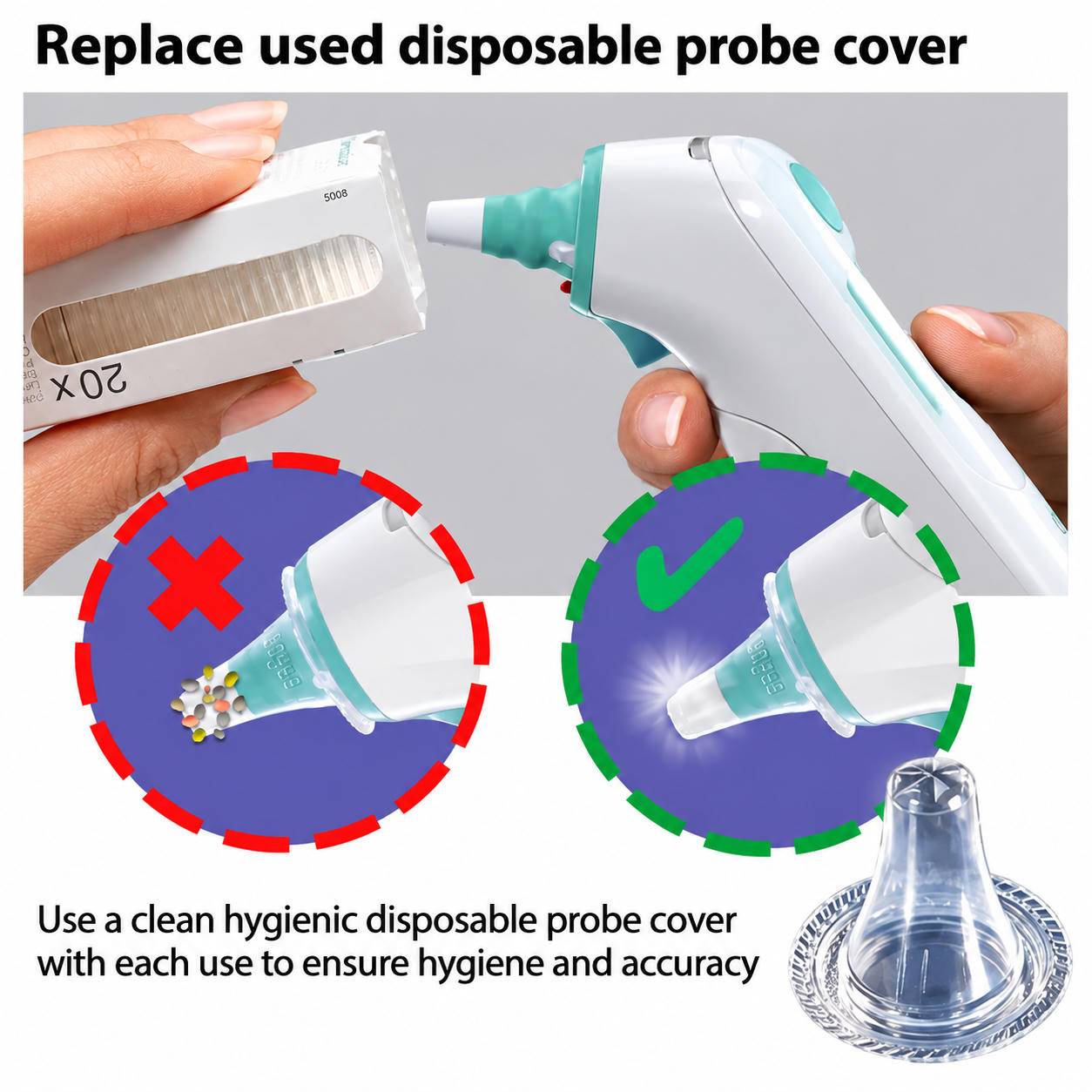 Hygiene-Schutzhüllen für Ohrthermometer von Braun 20 Stück