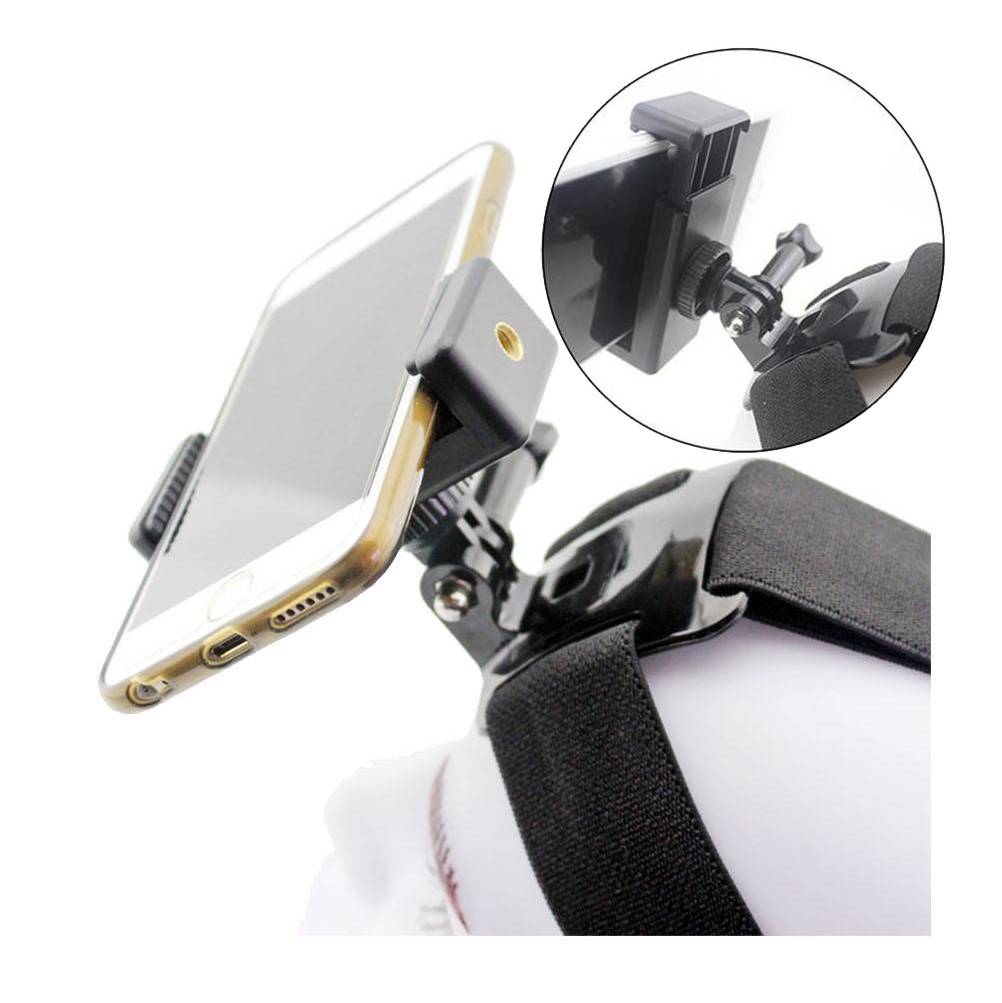 Kopfhalterung für Smartphone, Kopfgurt für GoPro Hero, Verstellbarer Kopfbandhalter mit Clip für Sportkamera Smartphone Universal