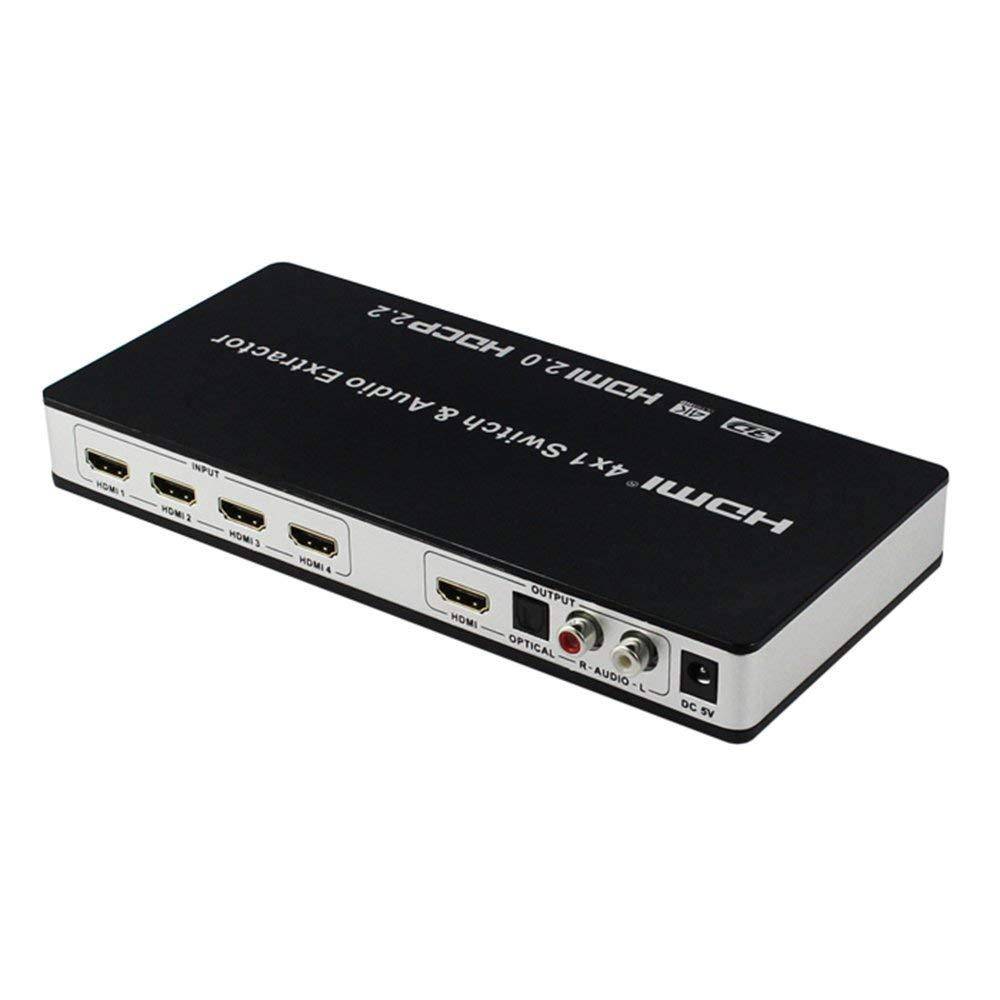 4x1 HDMI Switch und Audio Extractor UHD 4K 3D HDMI 2.0 ARC - Toslink+Cinch