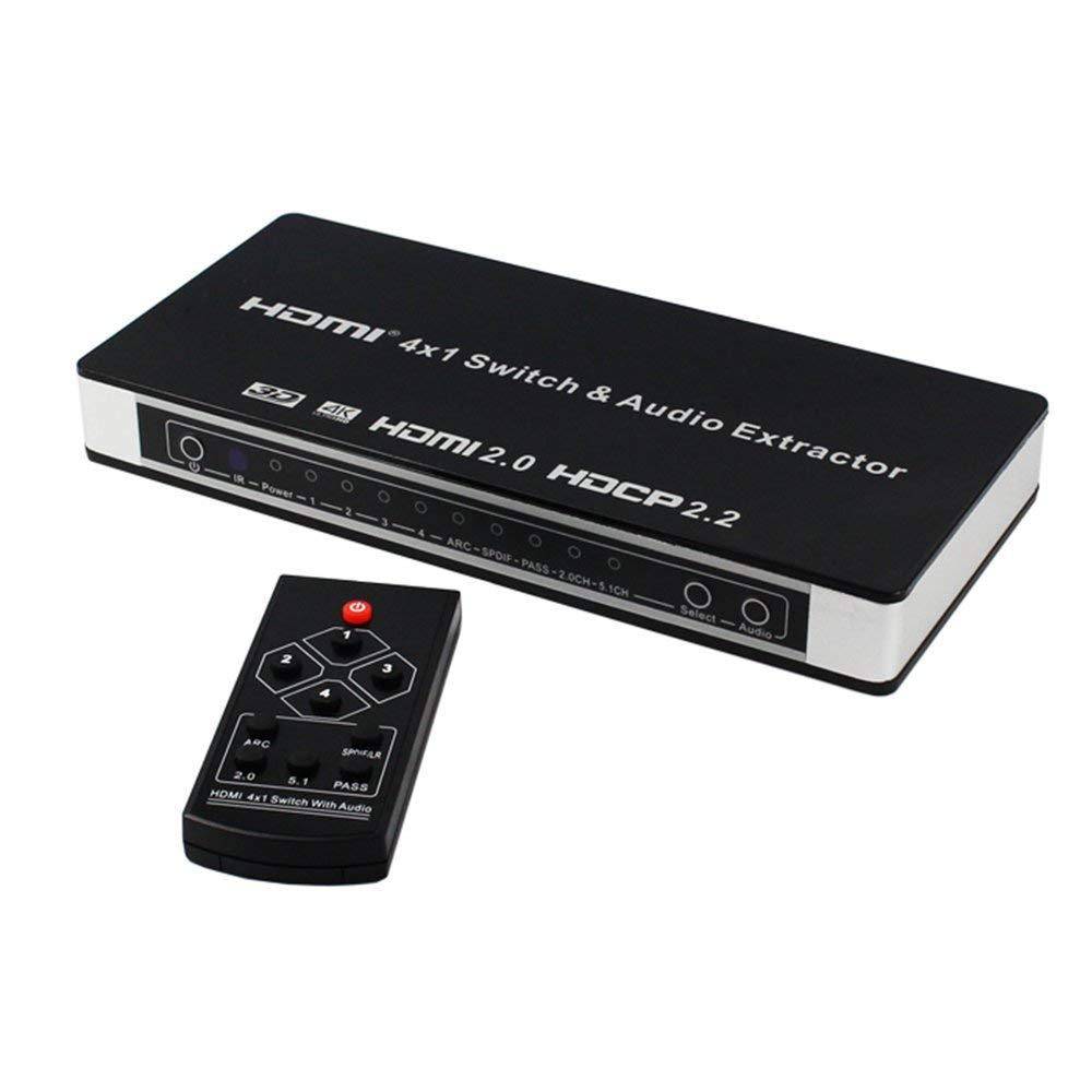 4x1 HDMI Switch und Audio Extractor UHD 4K 3D HDMI 2.0 ARC - Toslink+Cinch