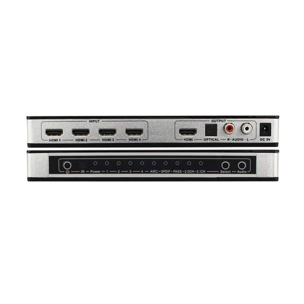4x1 HDMI Switch und Audio Extractor UHD 4K 3D HDMI 2.0 ARC - Toslink+Cinch