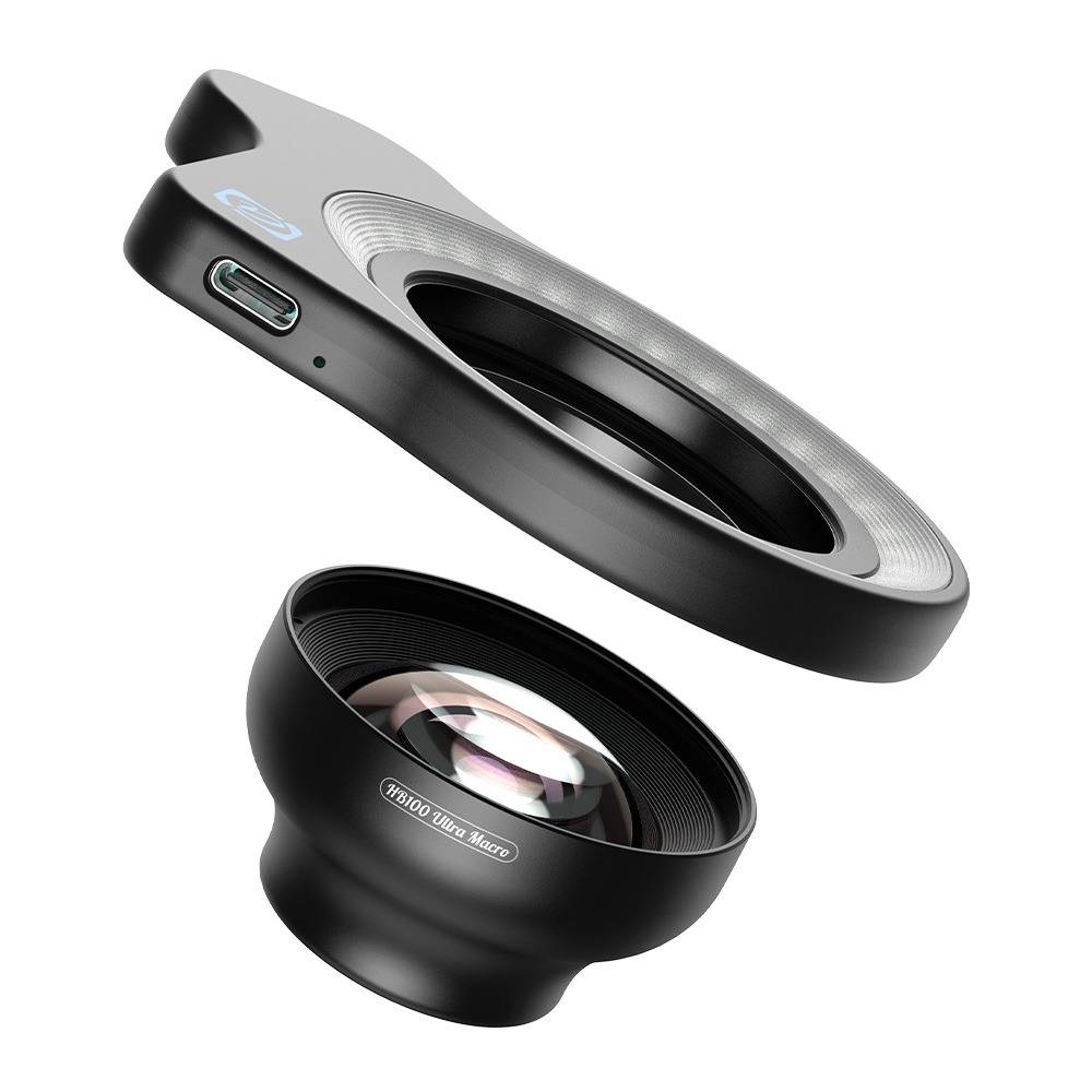 APEXEL APL-ZM100FL26 Handy-Objektiv-Kit – Makro, Zoom und Taschenlampe für verbesserte mobile Fotografie