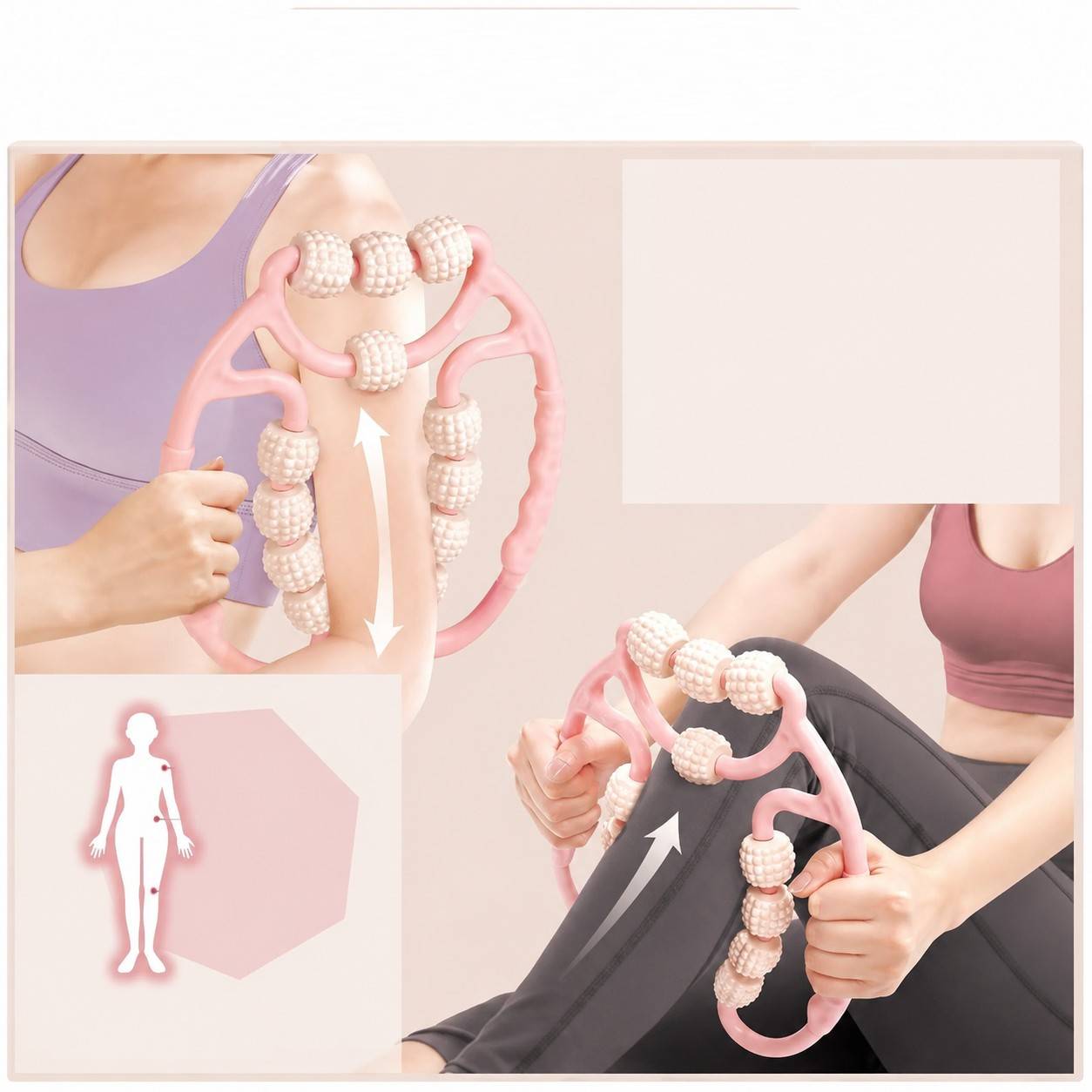 Beinmassagegerät – 12 Rollen für eine angenehme Massage Pink + White