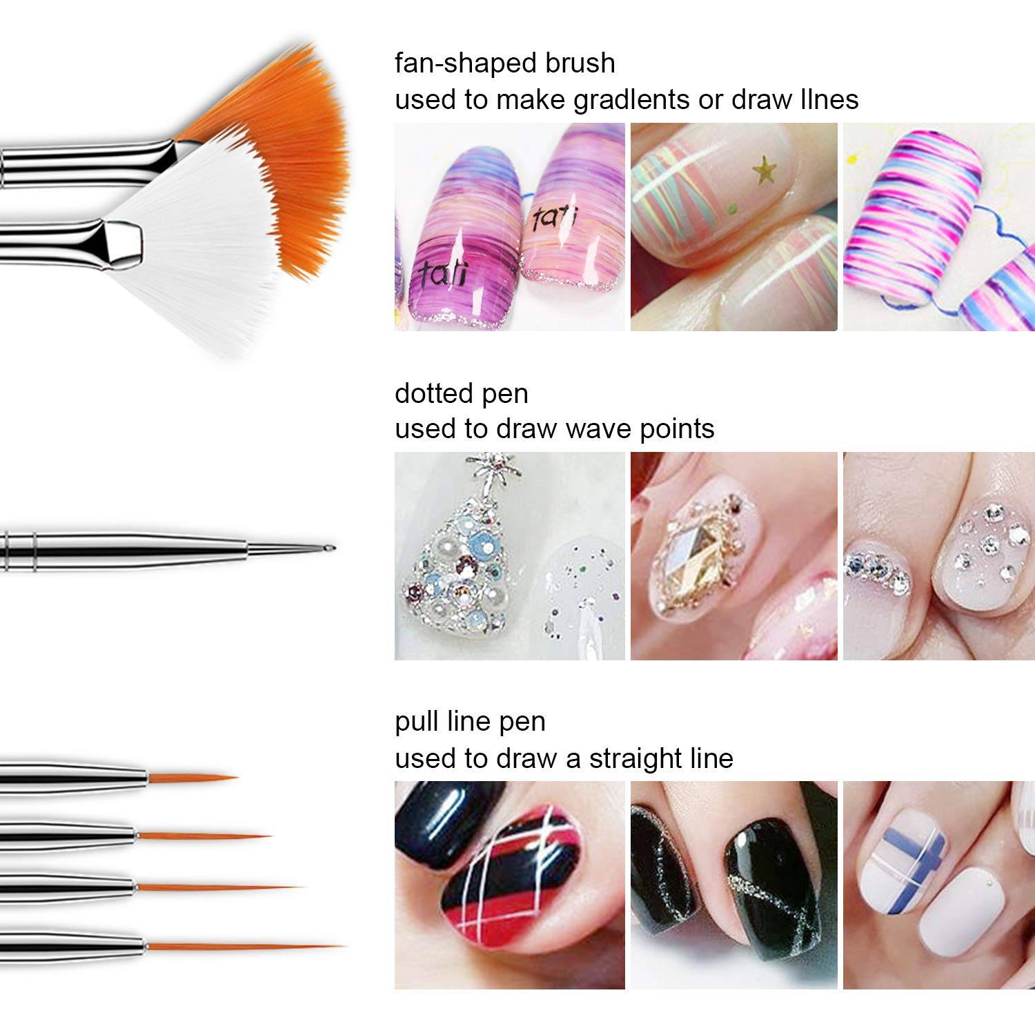 Set Nagelpinsel für Nailart 15 Stück