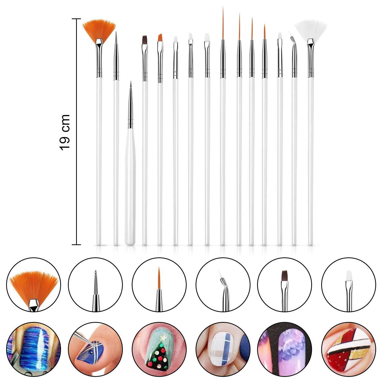 Set Nagelpinsel für Nailart 15 Stück