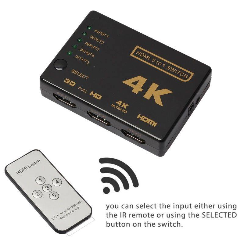 HDMI Switch 5x1 / Umschalter 4K 3D mit Fernbedienung