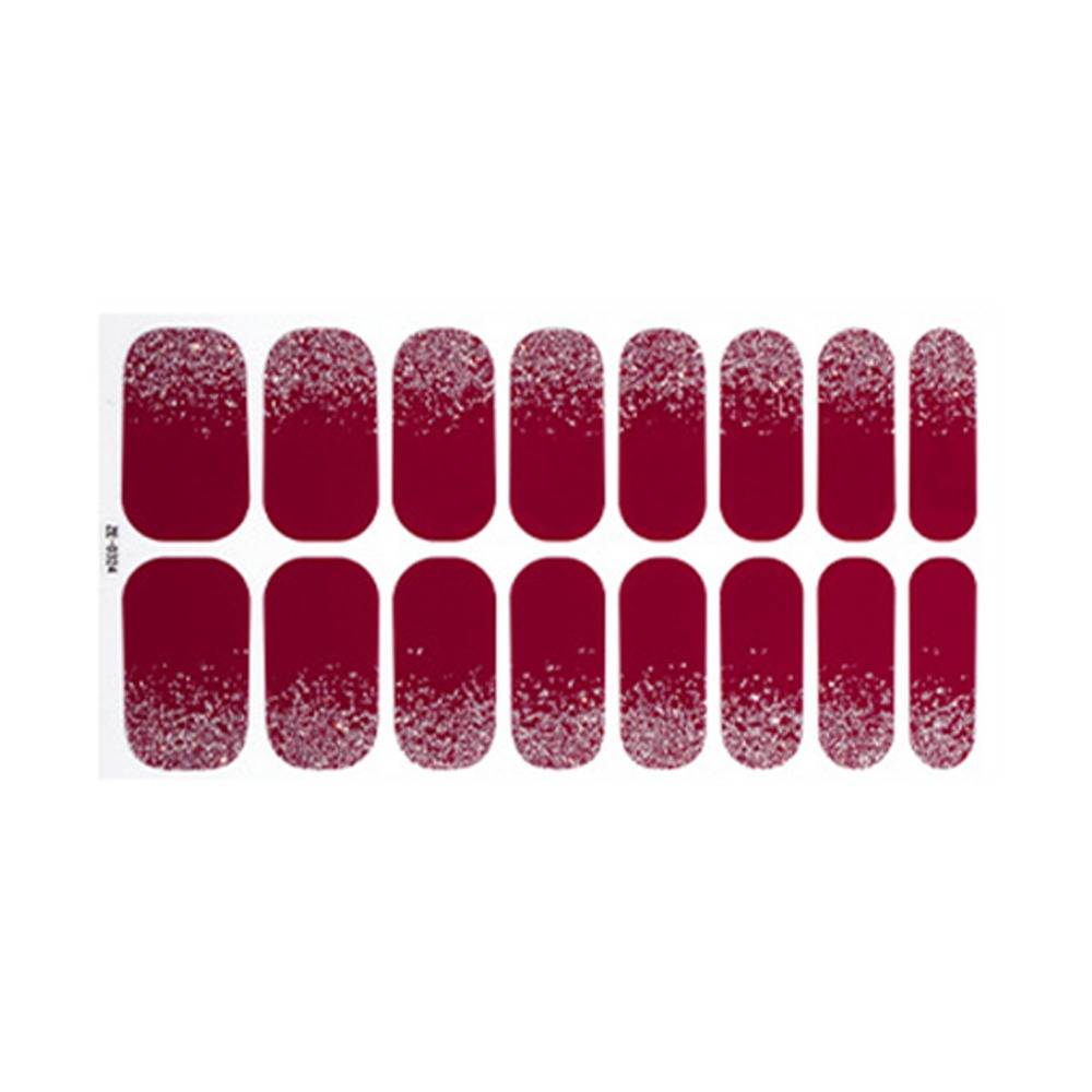 10 Blatt Nagelkunst Aufkleber mit Nagelfeile - Einfarbige Glitzer Nagel Tattoos WineRed