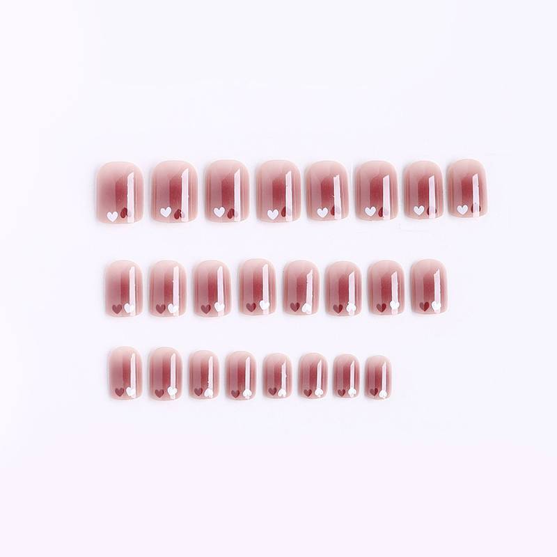 Kurze Nagelaufkleber mit Rouge-Herz - Süß & Abnehmbar