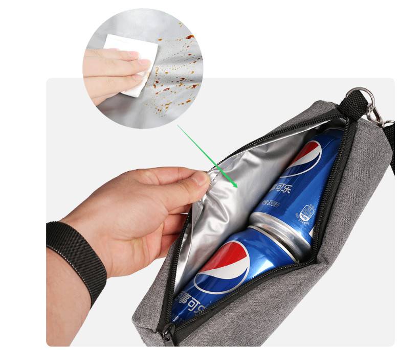 Isolierte Getränkedose Kühltasche, zylindrische Thermo Kühltasche für Bier, Getränke und Limonade Grey