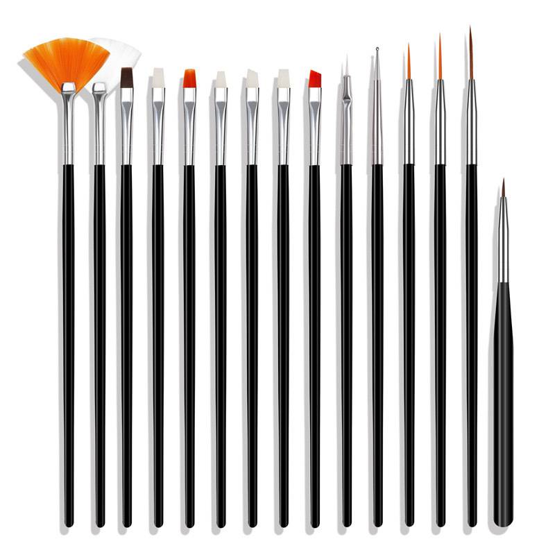 Professionelles 15-teiliges Nailart-Pinselset Black