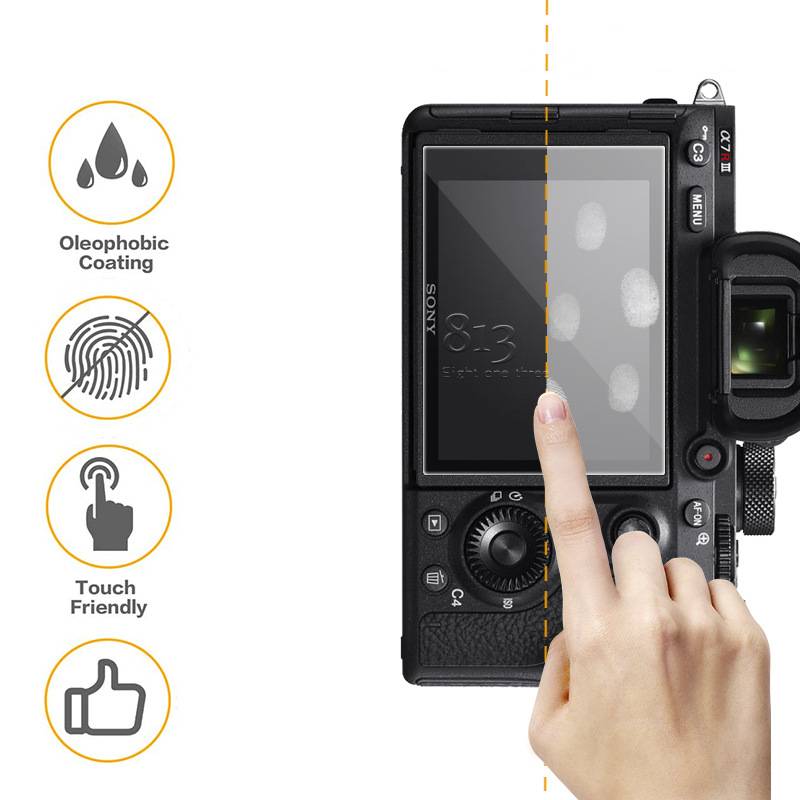 Explosionsgeschützter Anti-Fingerabdruck-Bildschirmfilm mit Lichtbogenkante für SONY-Kamera Transparent