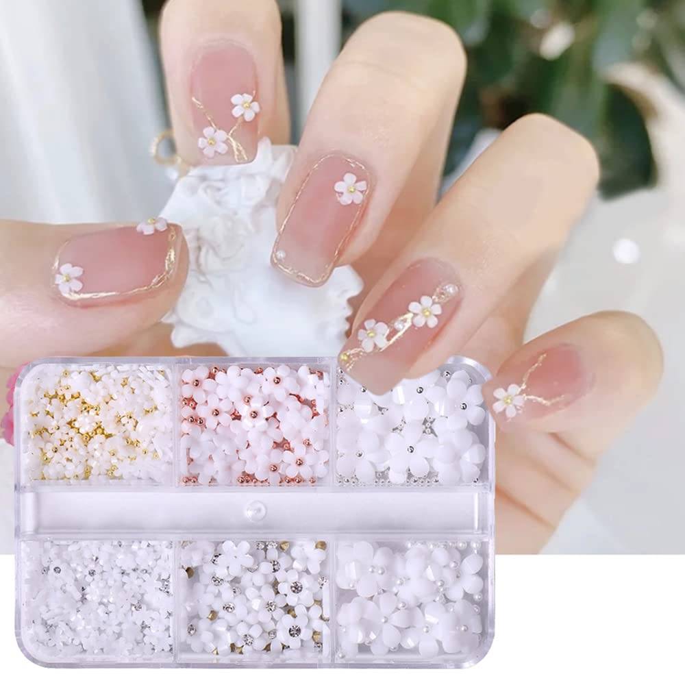 3D-Blumendekorationen für Nail Art White