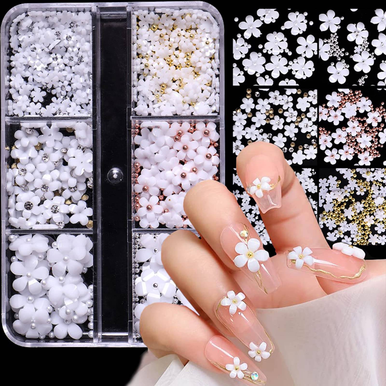 3D-Blumendekorationen für Nail Art White