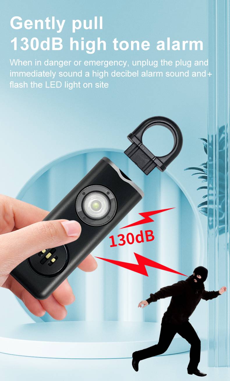 Tragbarer Überfallalarm / Selbstverteidigungssirene 130 dB Black