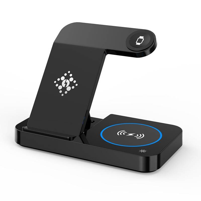 Faltbares 4-in-1-Wireless-Ladegerät für Telefon, Airpods, Apple Watch Black