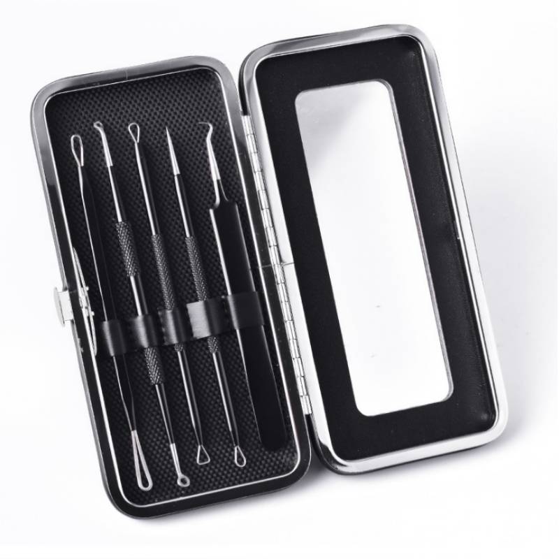 5er-Pack Mitesser-Entferner-Akne-Nadel-Werkzeugset Black