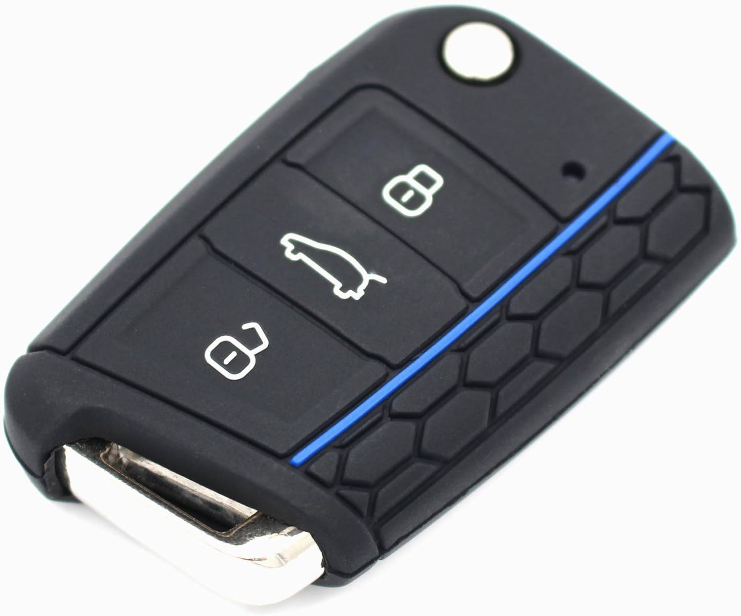 Autoschlüsseletui für Golf 7/Lingdu/New Octavia/Karoq/Kodiak/Komik/Yedi Black+Blue
