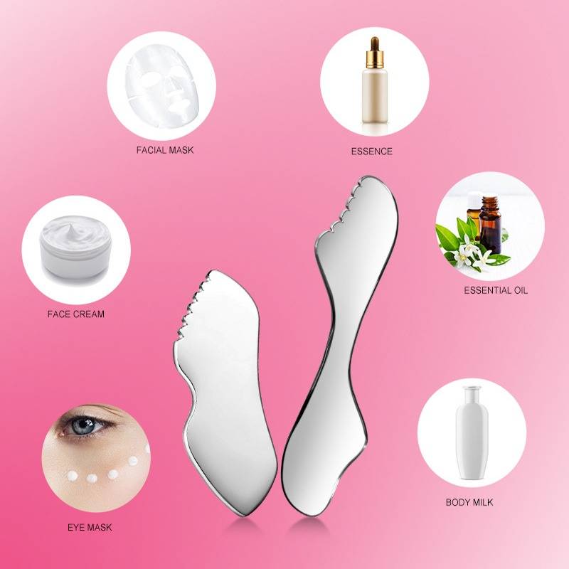 Flügelförmiges Gua Sha Gesichtswerkzeug aus Edelstahl für Straffung und Lifting