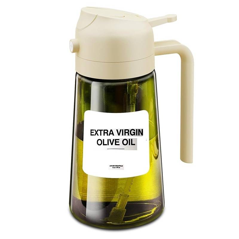 Ölsprühflasche aus dickwandigem Glas – 2-in-1 Sprüh- und Gießfunktion, lichtbeständig White