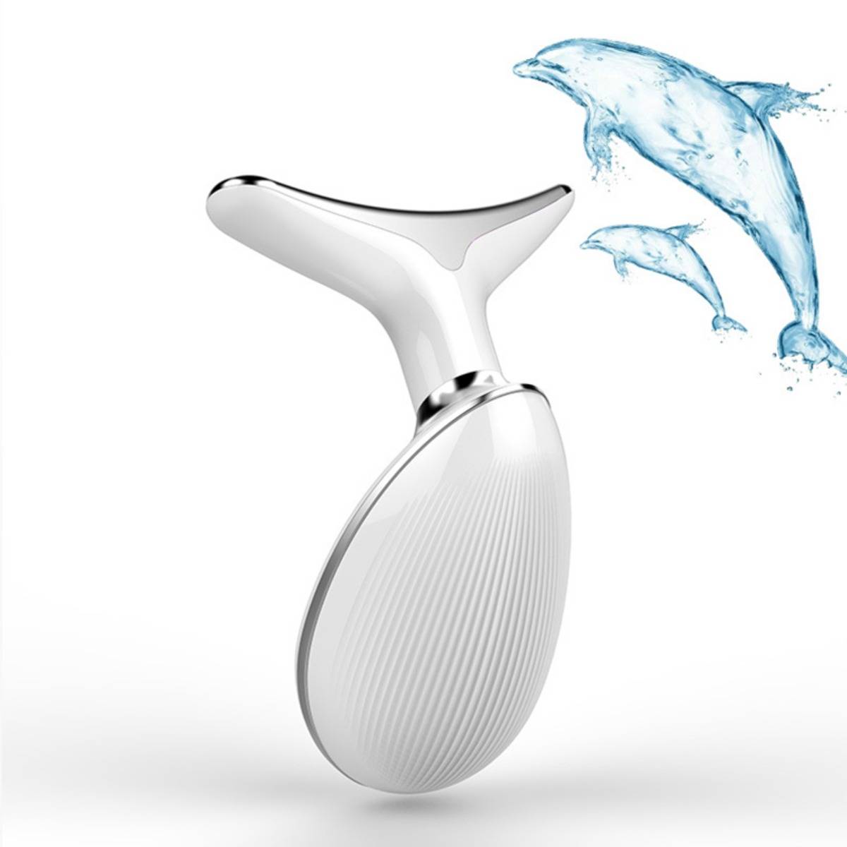 7 Farben LED Lichttherapie Nackenmassagegerät mit EMS, Schallvibration & Wärmefunktion White
