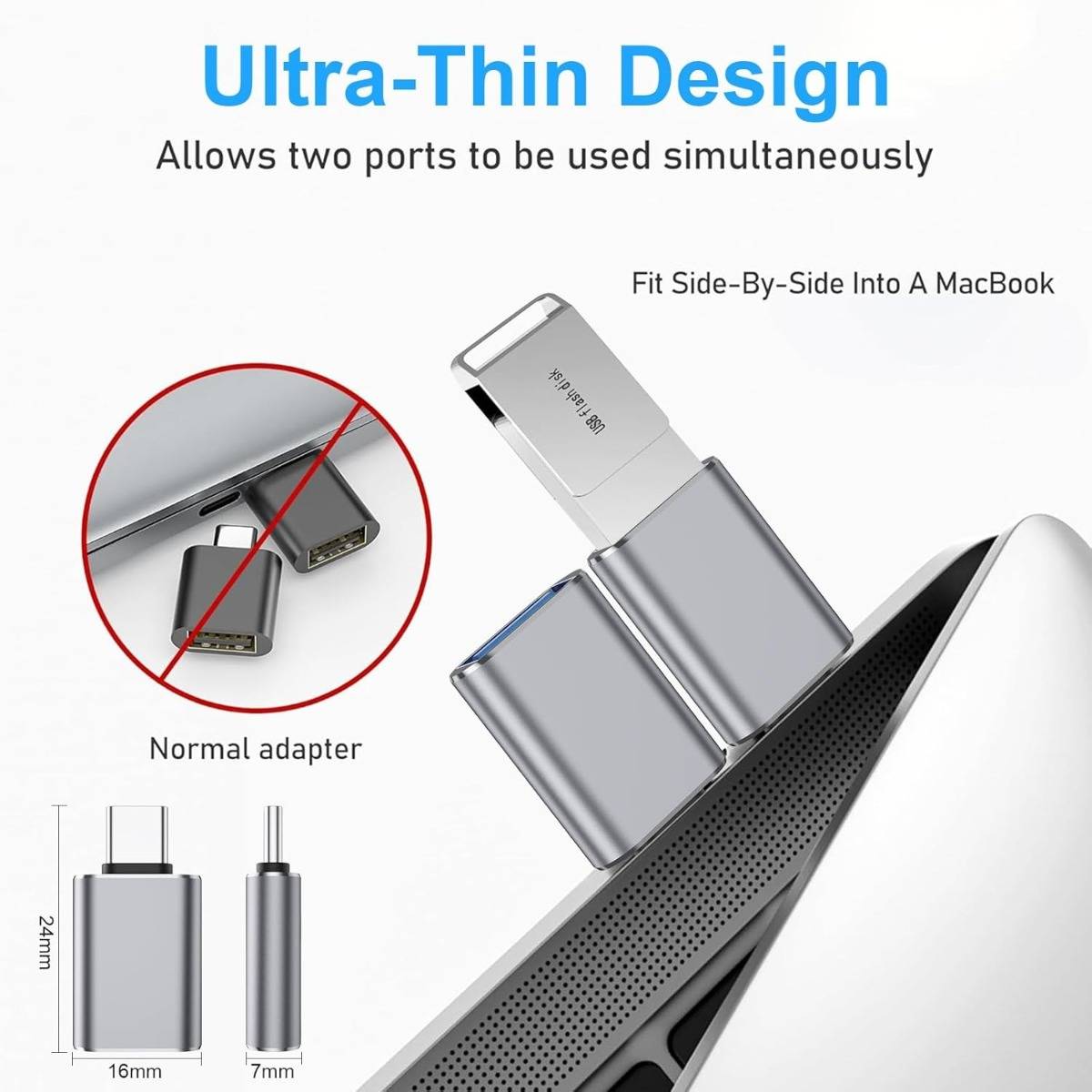 4er-Pack USB-C-auf-USB-3.0-Adapter – Hochgeschwindigkeits-Daten- und Ladekonverter Silver