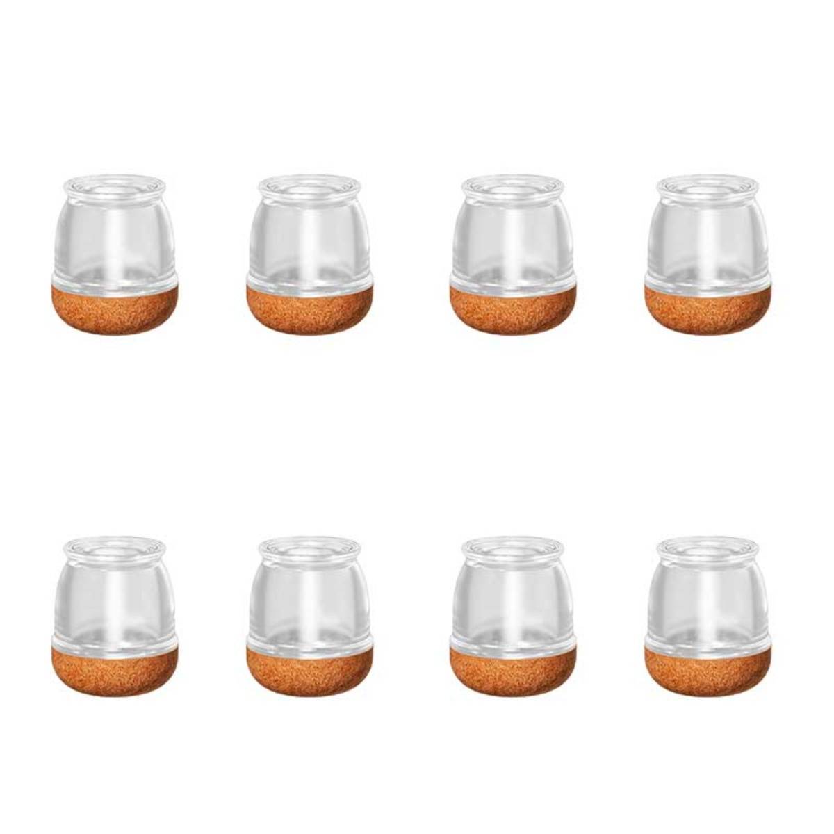 Kleine runde transparente Stuhlbeinkappen 14-15 mm (8er-Pack) - Silikon-Möbelfußabdeckungen