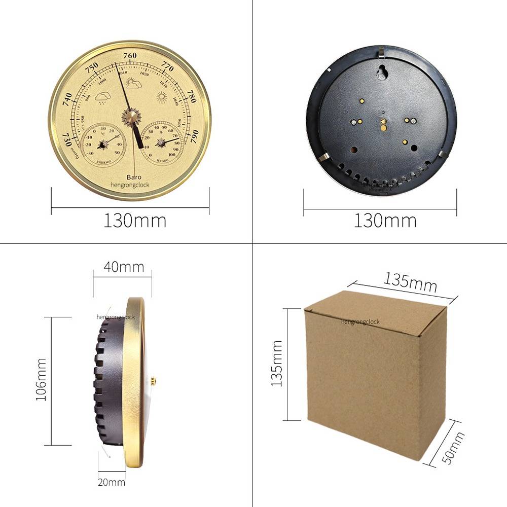 130mm Gold Barometer - Präzises atmosphärisches Druckmessgerät