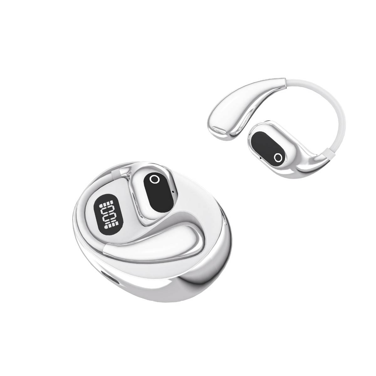 Smarte KI Übersetzungs-Bluetooth-Ohrhörer - Echtzeit-Übersetzung in 156 Sprachen, kompatibel mit allen Bluetooth-Geräten Silver+White