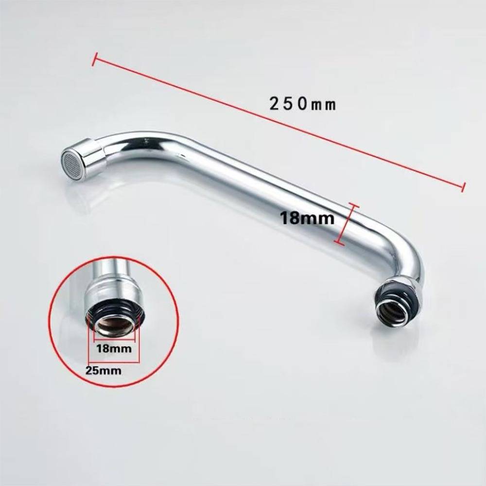 Edelstahl Wasserhahn Auslaufrohr - 18mm Horizontal mit 25mm Messingmutter