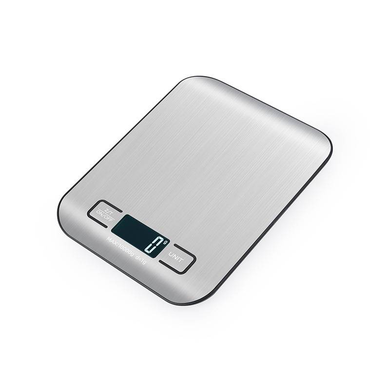 Wiederaufladbare digitale Küchenwaage mit Batterien – Silbernes Edelstahl 5 kg/1 g