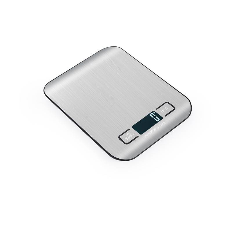 Wiederaufladbare digitale Küchenwaage mit Batterien – Silbernes Edelstahl 5 kg/1 g