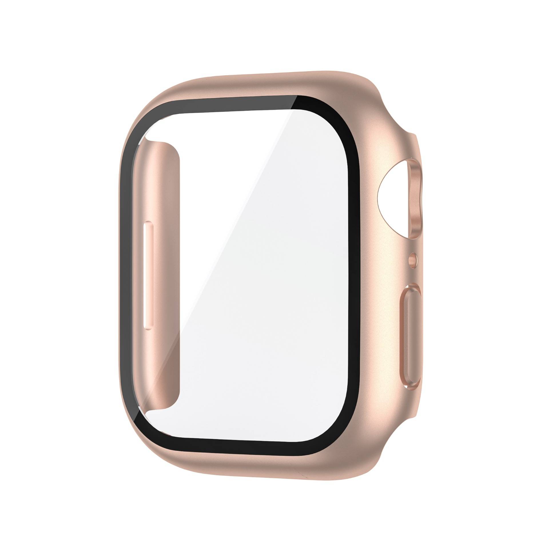 Roségoldenes PC-Schutzgehäuse mit gehärtetem Glas, 40 mm, kompatibel mit Apple Watch Series 4/5/6