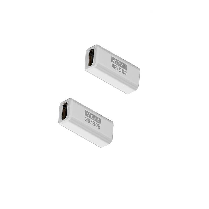 2er-Pack 240W 80Gbps USB-C Buchse-zu-Buchse Adapter, Gerade, Schwarz White