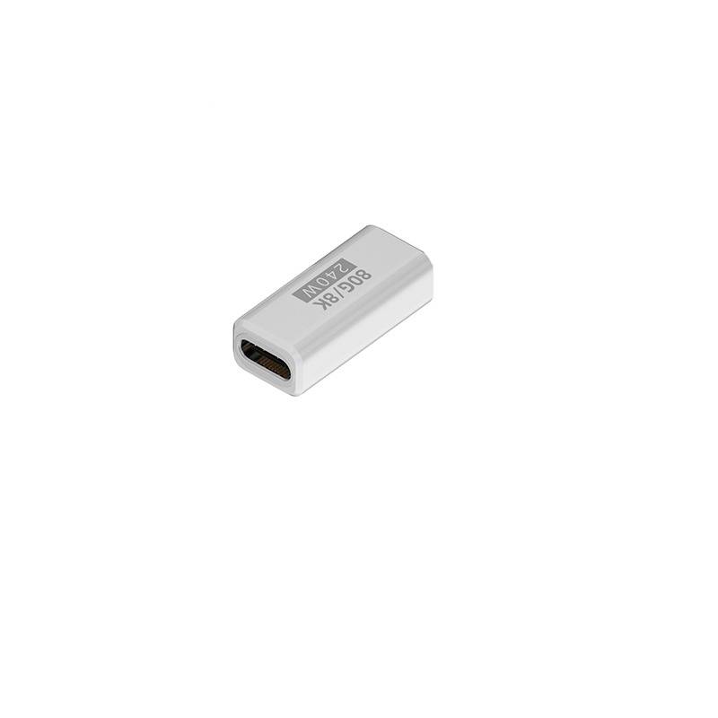 2er-Pack 240W 80Gbps USB-C Buchse-zu-Buchse Adapter, Gerade, Schwarz White
