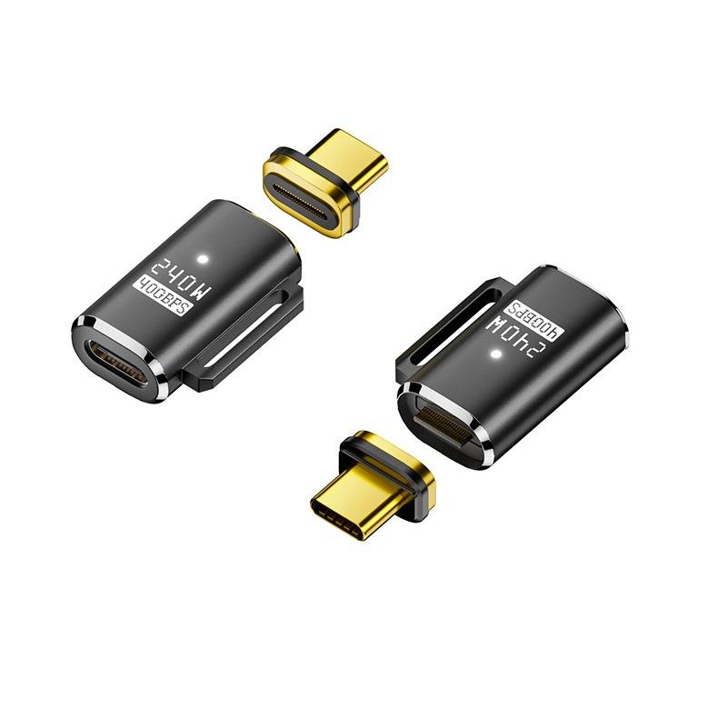 Magnetadapter: USB-C Buchse auf USB-C Stecker, 240W Magnetisches Laden, kompatibel mit Huawei, Samsung, APPLE, Garmin Black