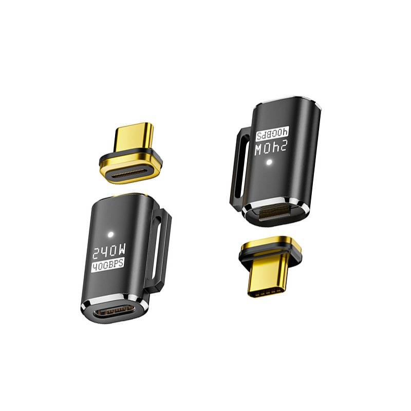 Magnetadapter: USB-C Buchse auf USB-C Stecker, 240W Magnetisches Laden, kompatibel mit Huawei, Samsung, APPLE, Garmin Black