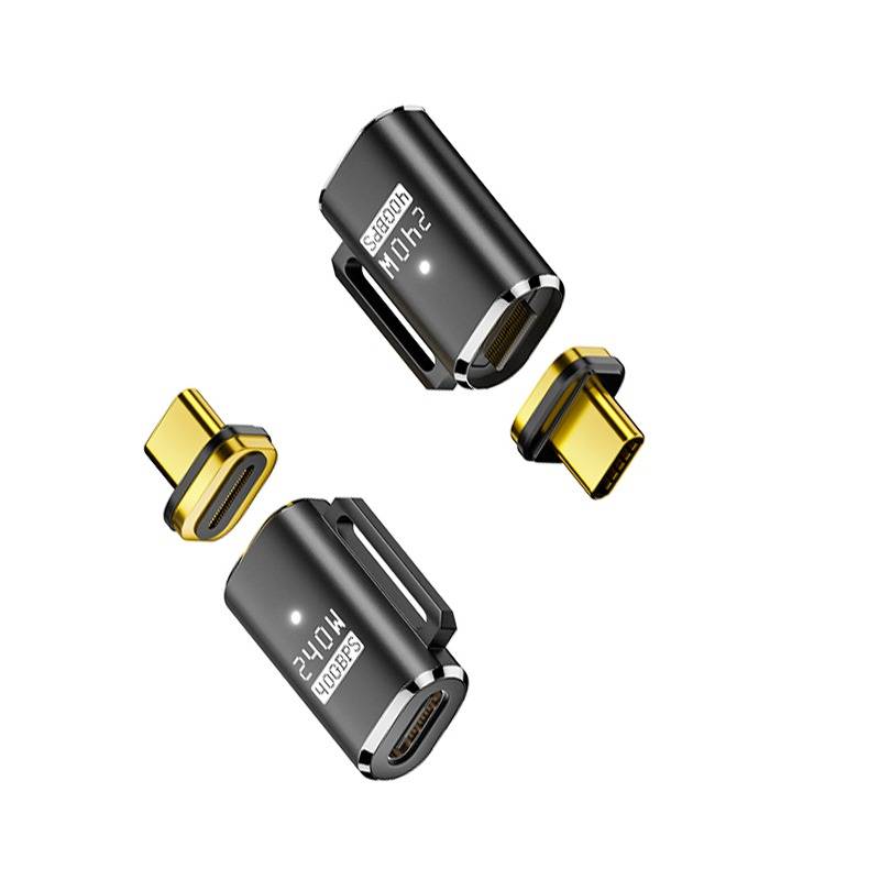 Magnetadapter: USB-C Buchse auf USB-C Stecker, 240W Magnetisches Laden, kompatibel mit Huawei, Samsung, APPLE, Garmin Black