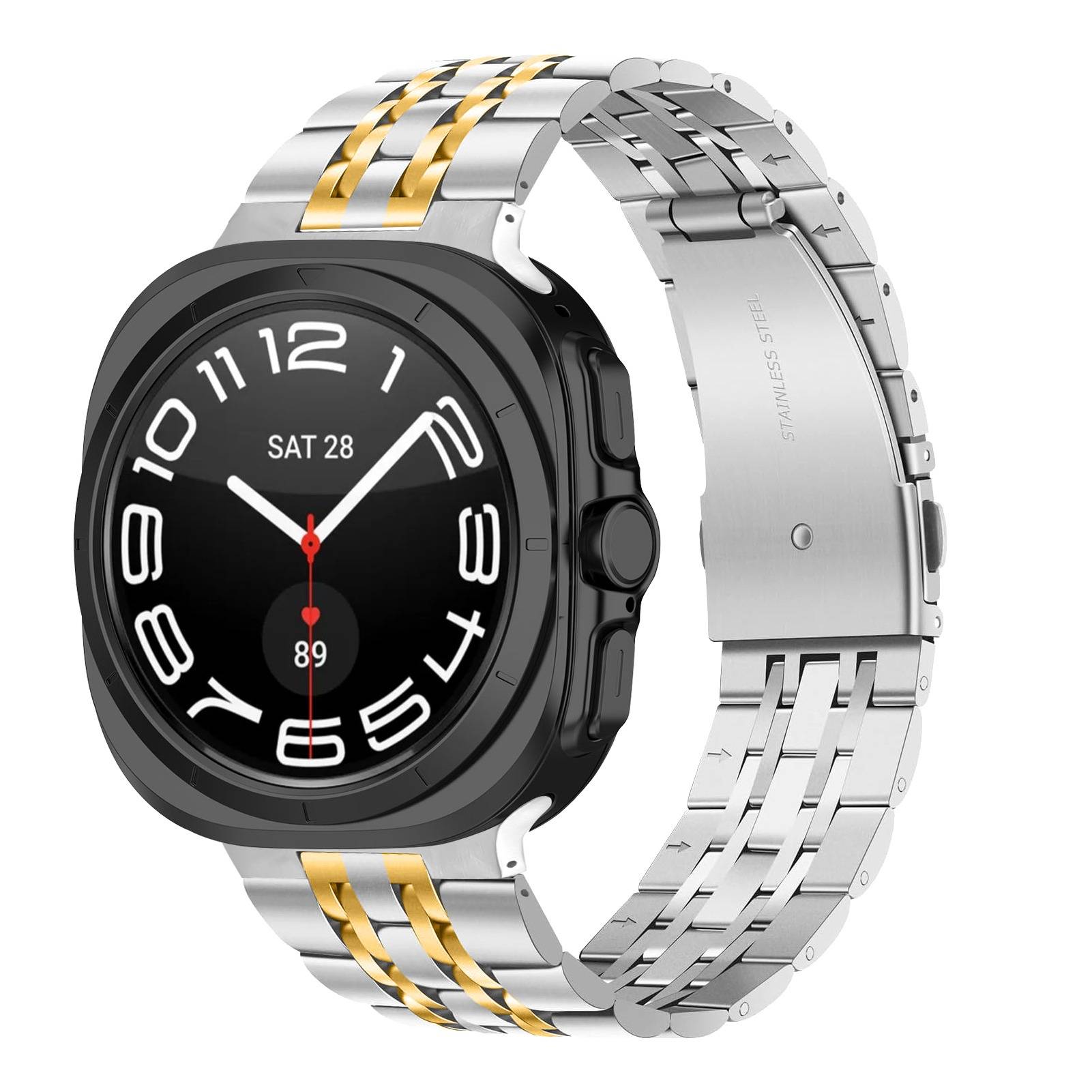 Kompatibel mit Samsung Galaxy Watch 8/Ultra 2 Edelstahlarmband Gold