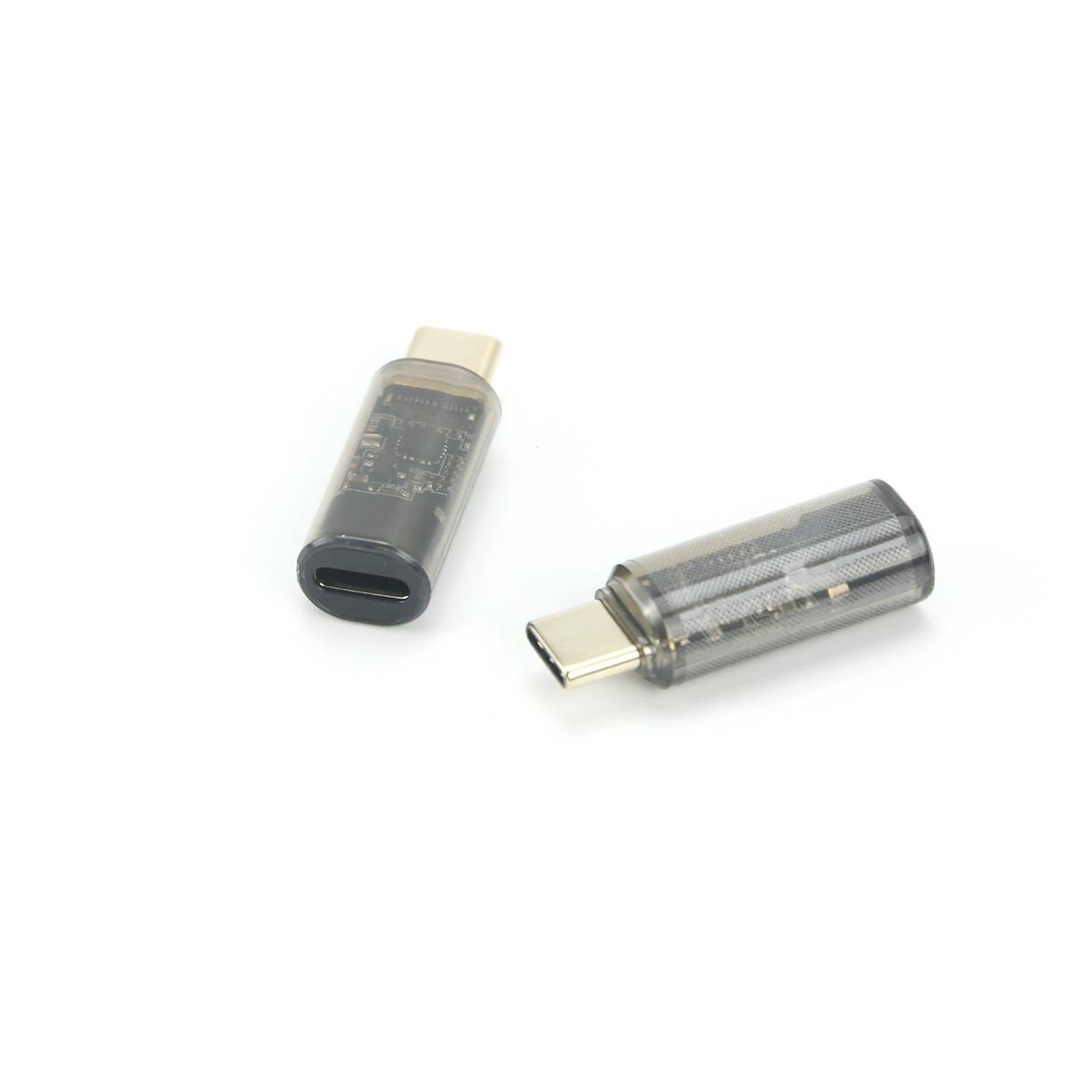 2er-Pack 240W USB-C Buchse auf USB-C Stecker Adapter mit Digitalanzeige, Transparent Schwarz