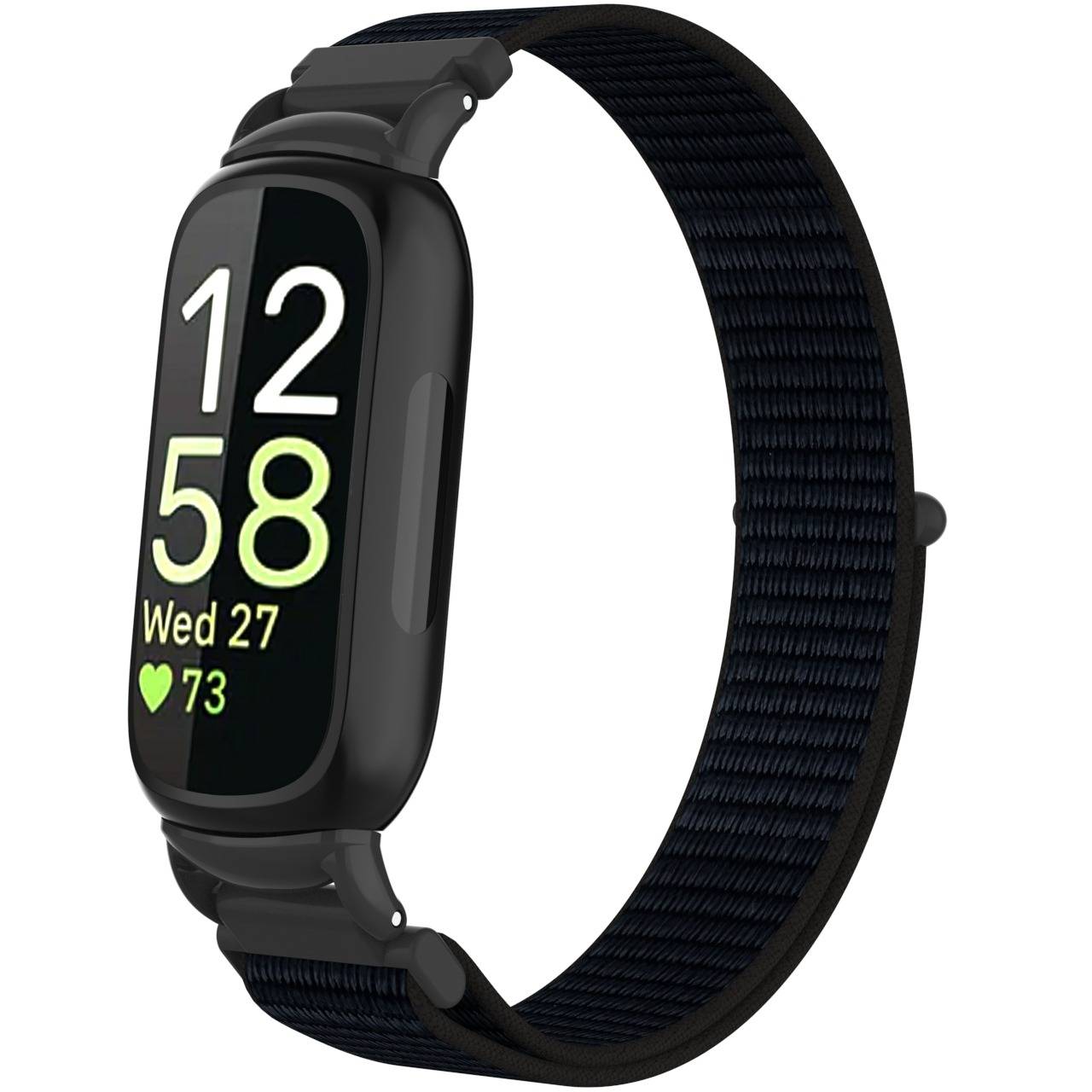 Nylon Loop Klettband kompatibel mit Fitbit Inspire 3 Black