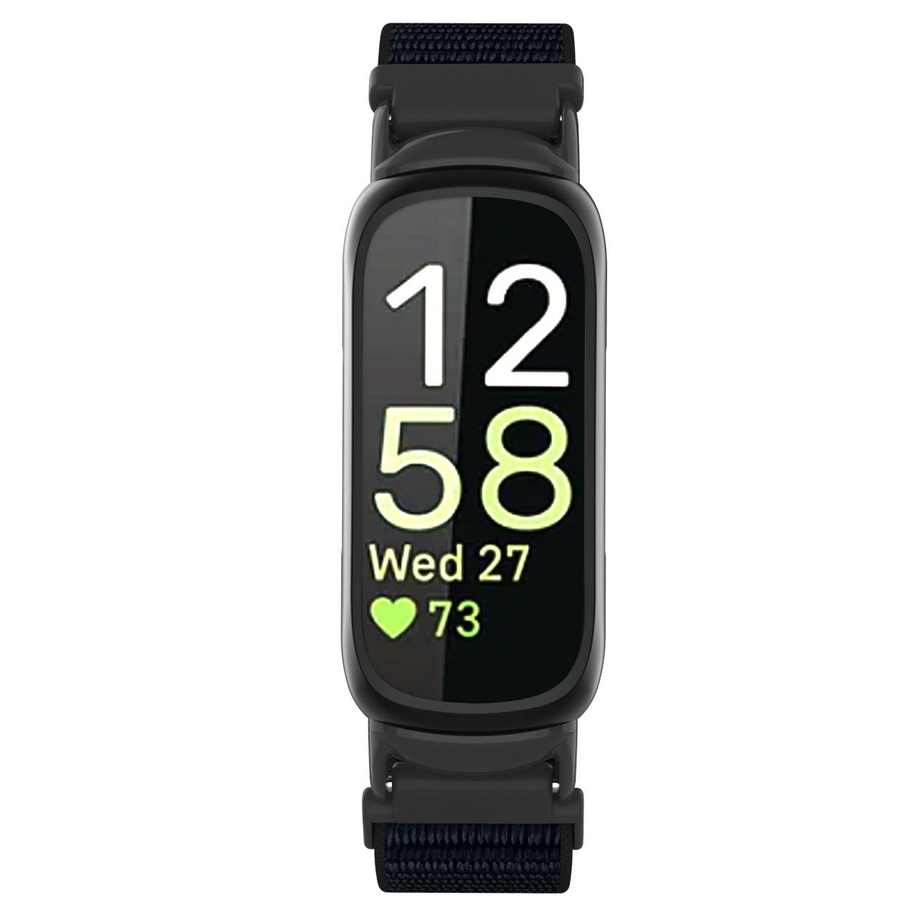 Nylon Loop Klettband kompatibel mit Fitbit Inspire 3 Black