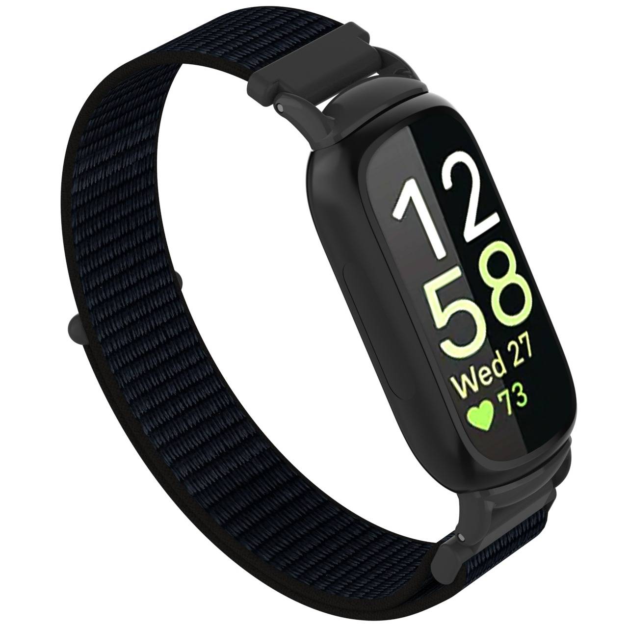 Nylon Loop Klettband kompatibel mit Fitbit Inspire 3 Black