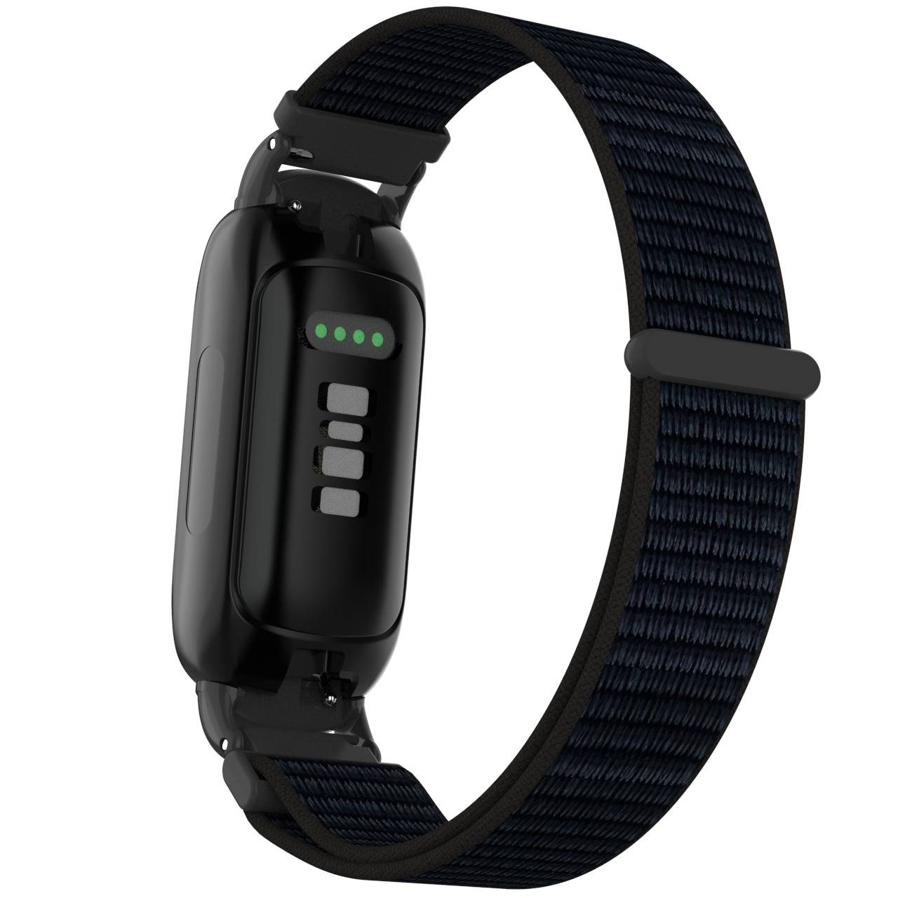 Nylon Loop Klettband kompatibel mit Fitbit Inspire 3 Black