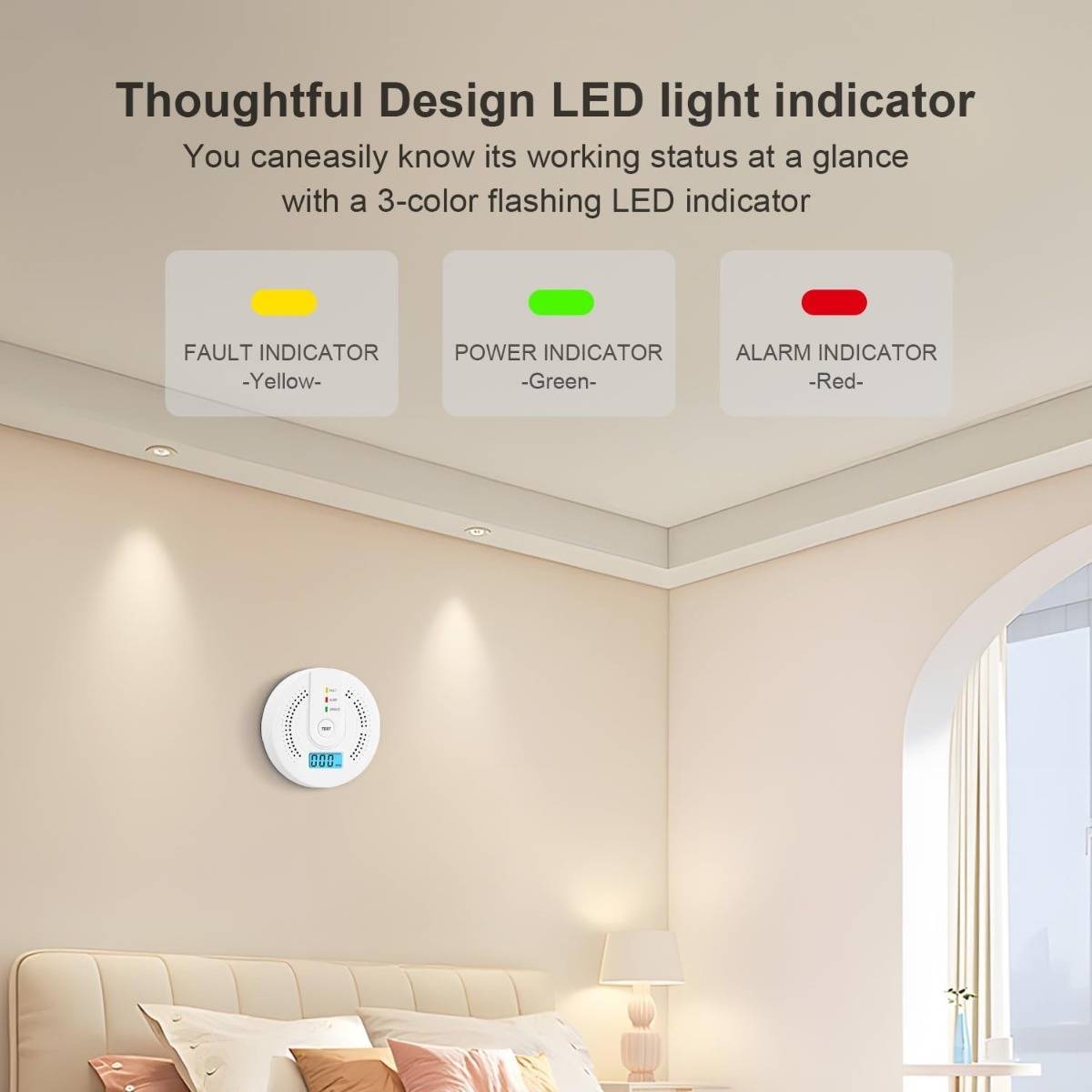 Standalone Kohlenmonoxidmelder Alarm mit LCD-Display, keine Batterie enthalten