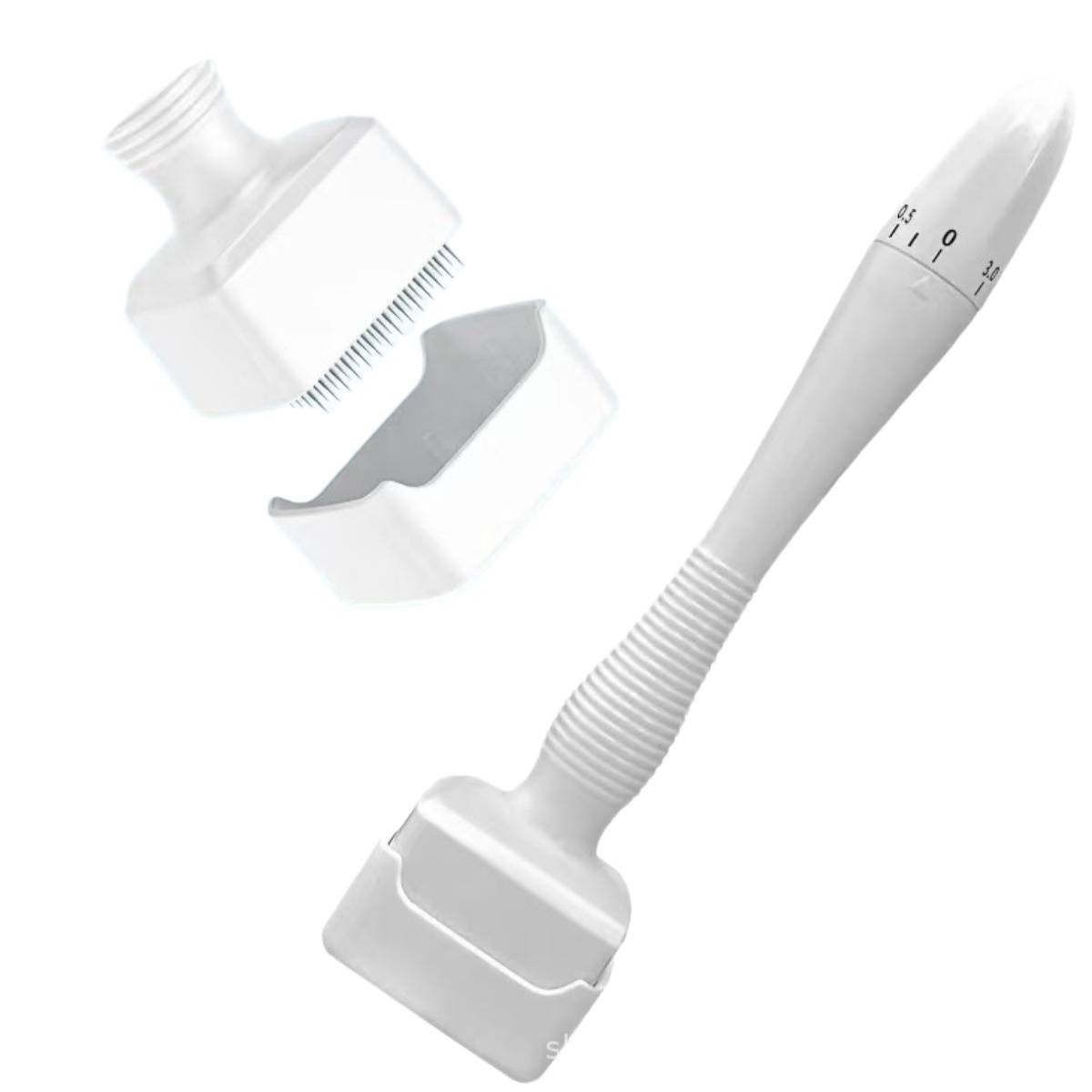 140A Verstellbarer Microneedle Derma Stamp Roller – Weißes ABS Microneedling-Tool für Gesicht und Körper