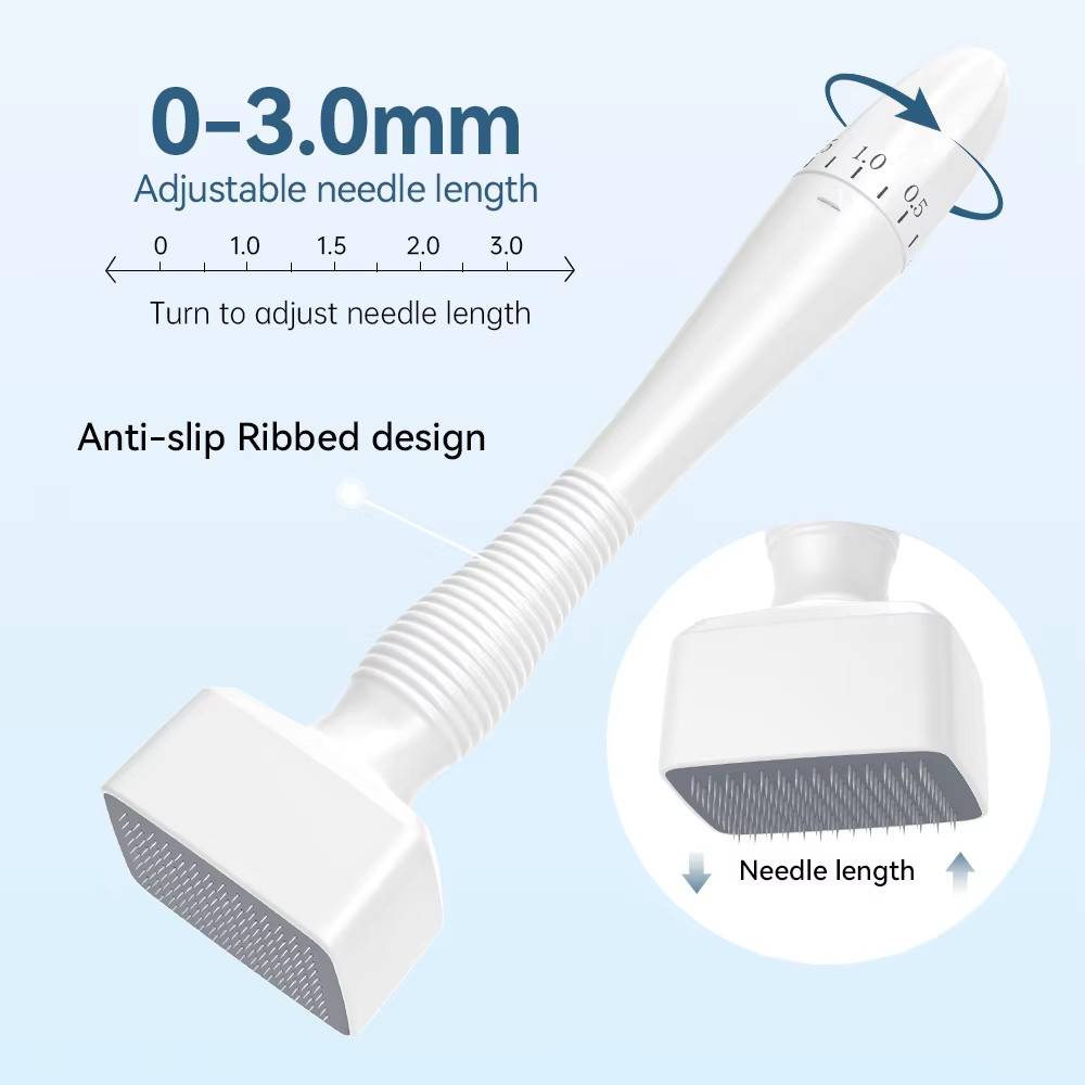 140A Verstellbarer Microneedle Derma Stamp Roller – Weißes ABS Microneedling-Tool für Gesicht und Körper