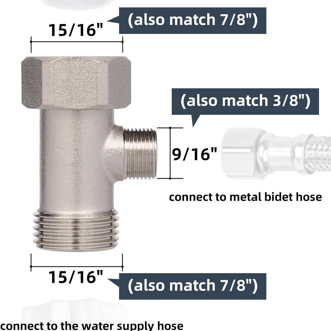 3/8" Messing Dreiwege-Anschlussstück für Bidet-Toilette